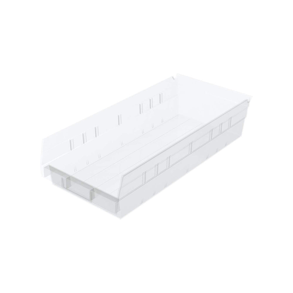 Akro-Mils 30158 Heavy Duty Plastic Shelf Bins, 18"x 8"x 4", Cl...