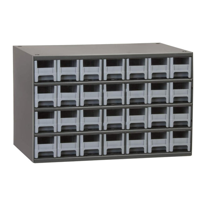 Akro-Mils Steel Garage Storage Cabinet, Small Parts Organizer Metal Cabinet for Hardware, Nails, Screws, Bolts, Nuts, and More, 17" W x 11" D x 11" H, 28-Drawer, Gray Cabinet/Gray Drawers (19228)