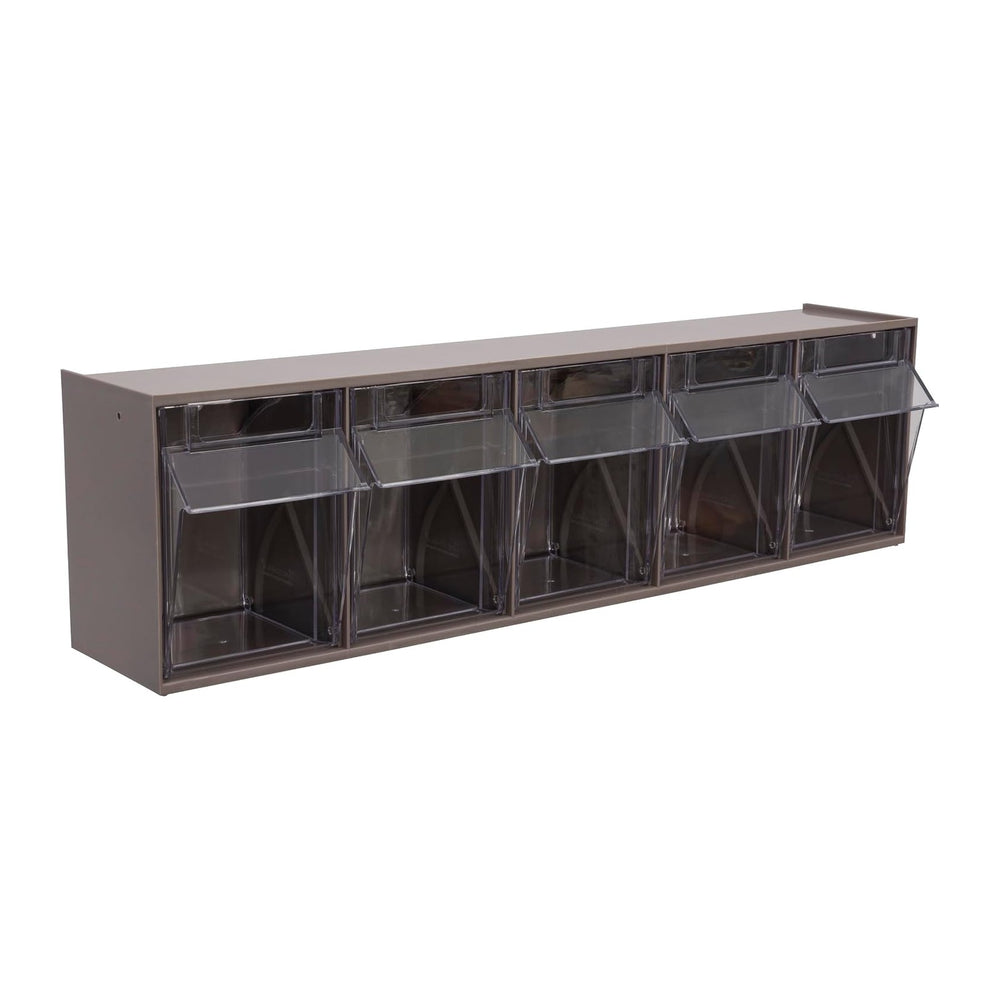 Akro-Mils TiltView Plastic Storage Cabinet with 5 Tilt Out Bins, Horizontal P...