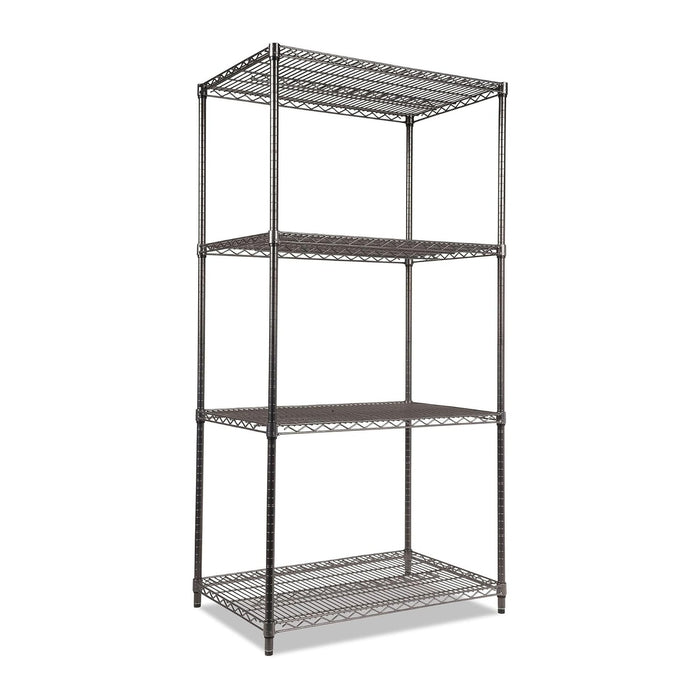 Alera Wire Shelving Starter Kit, Four-Shelf, 36w X 24d X 72h, Black Anthracite