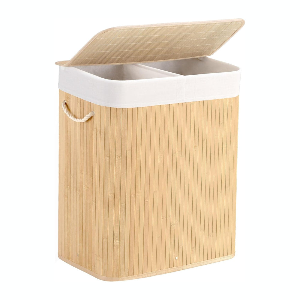 Aliphon 100L Laundry Hamper with lid, 2-Section Clothes Laundry Basket with H...