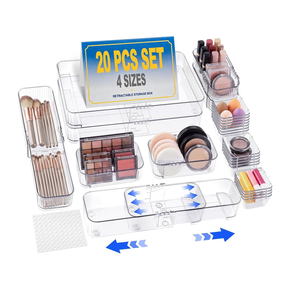 Aneco 20Pcs Extendable Drawer Organizer 4-Size Expandable Drawer Organizer