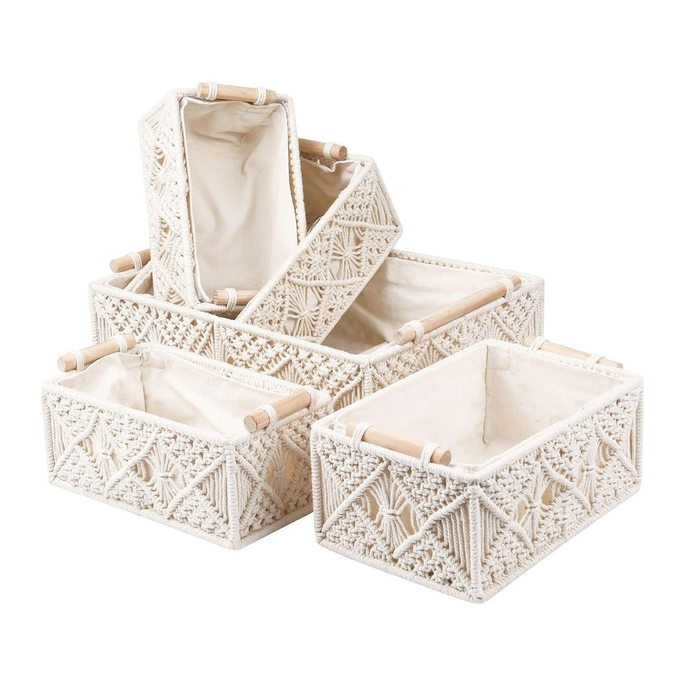 ANMINY 5PCS Macrame Storage Baskets for Organizing Boho Decor Baskets Storage...