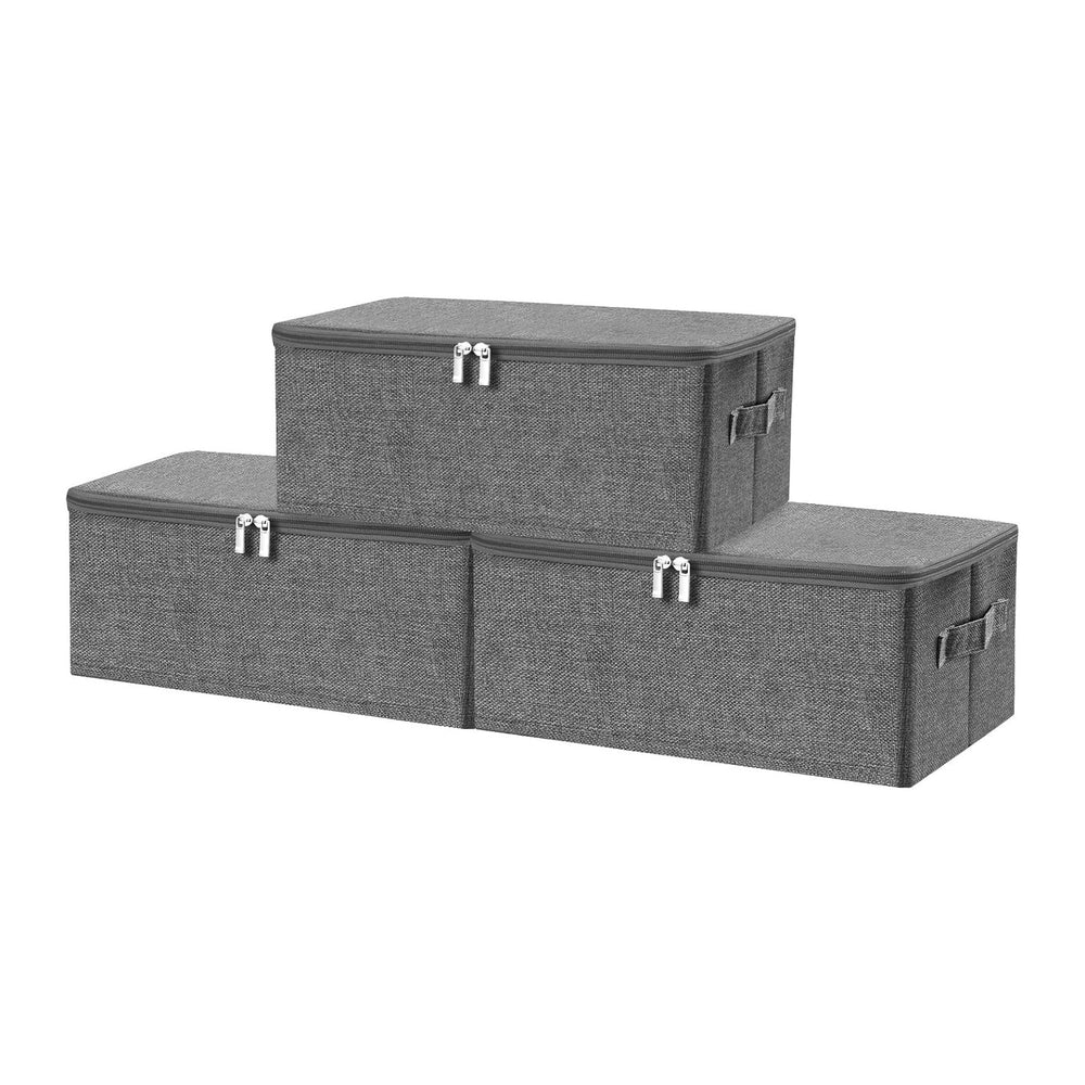 ANMINY Fabric Storage Bins with Zipper Lids, 15"x10"x6", Gray,...