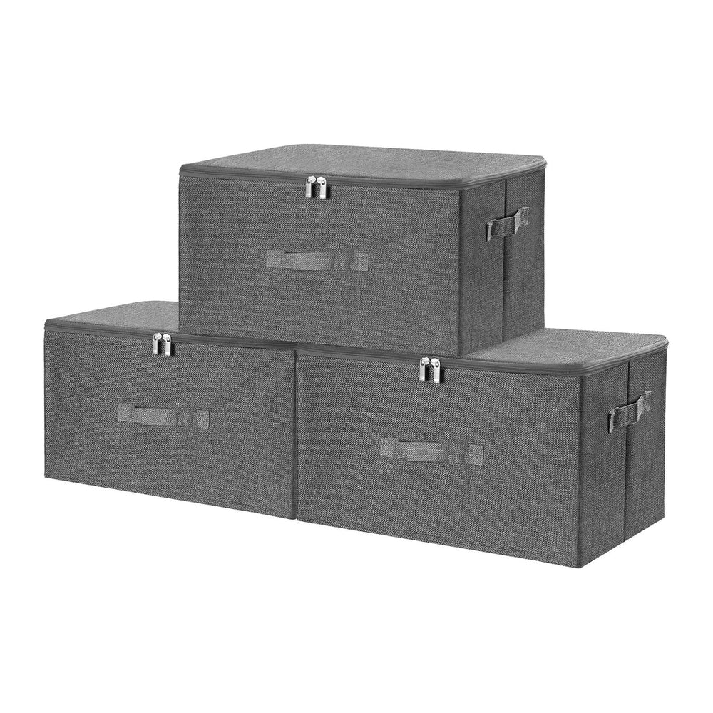 ANMINY Fabric Storage Bins with Zipper Lids, 18"x14"x10", Gray...