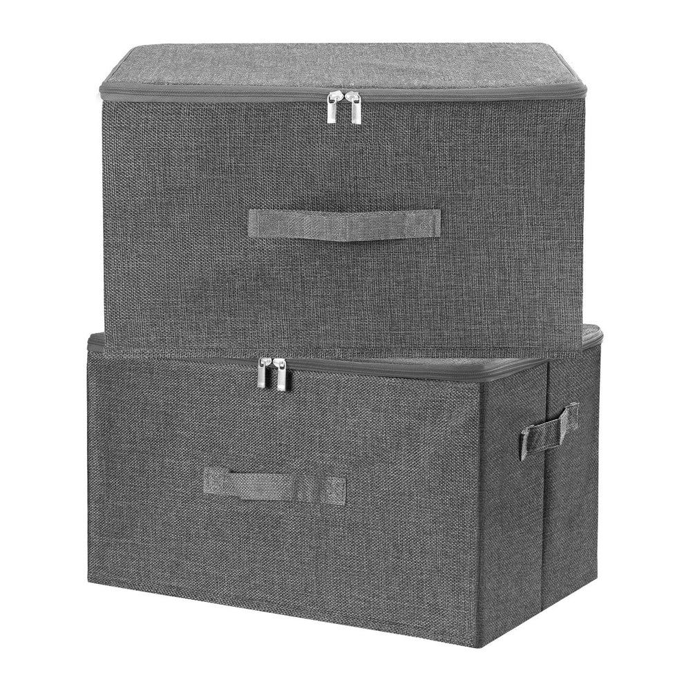 ANMINY Fabric Storage Bins with Zipper Lids, 18"x14"x10", Gray...