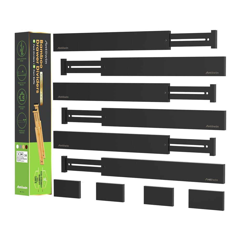 ANTOWIN 6Pcs Expandable Bamboo Drawer Dividers, Fits 17.6-21.6" Drawers