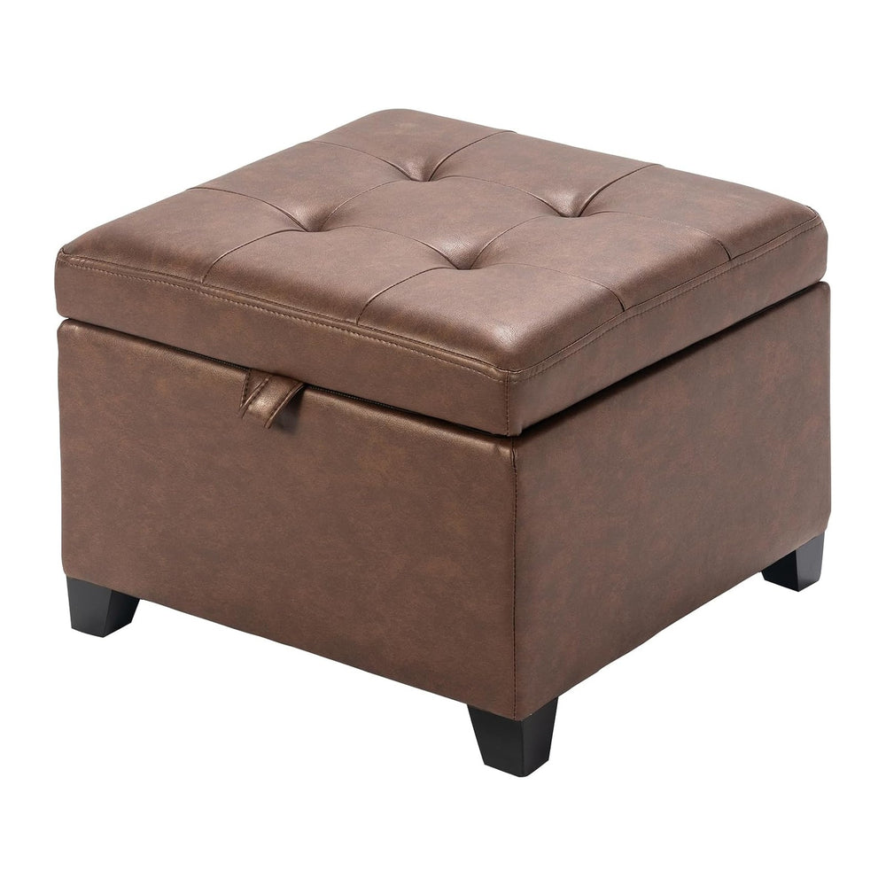 Asense 17 Inch Storage Ottoman Foot Rest,Square Faux Leather Foot Stool,Small...