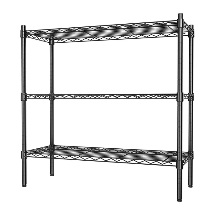 Auslar 3-Tier Heavy Duty Wire Shelving Adjustable Metal Storage Rack Black