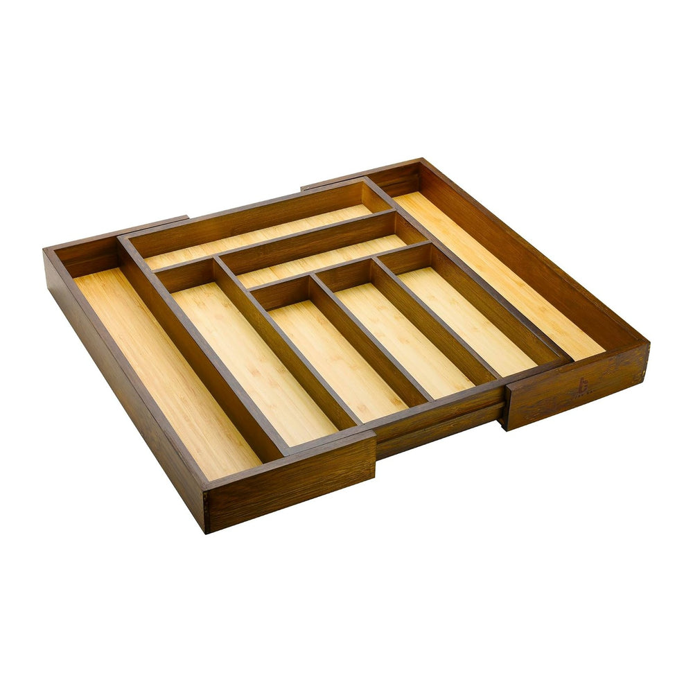 Bamboo drawer organizer, utensil holder, silverware organizer, and adjustable...