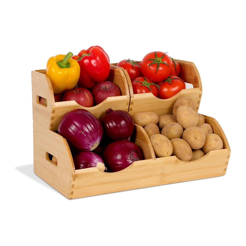 Bamboo Pantry Storage Bins,Fruits and Vegetables Basket