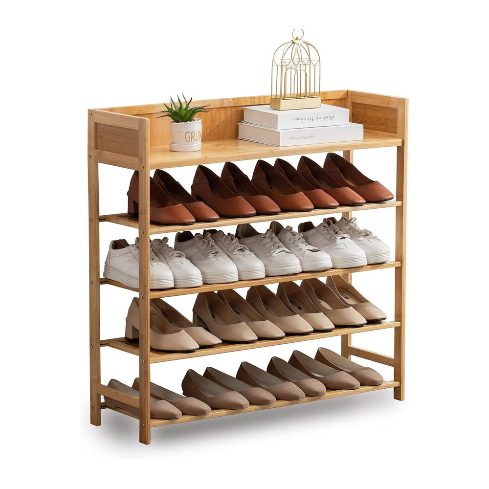 Bamboo Shoe Rack Organizer, 5 Tier Shoe Shelf Storage Organizer, for Entryway...