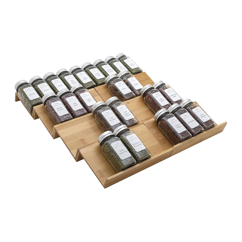 Bamboo Spice Rack Drawer Organizer - 8 Piece Set - 8" or 16" Wide