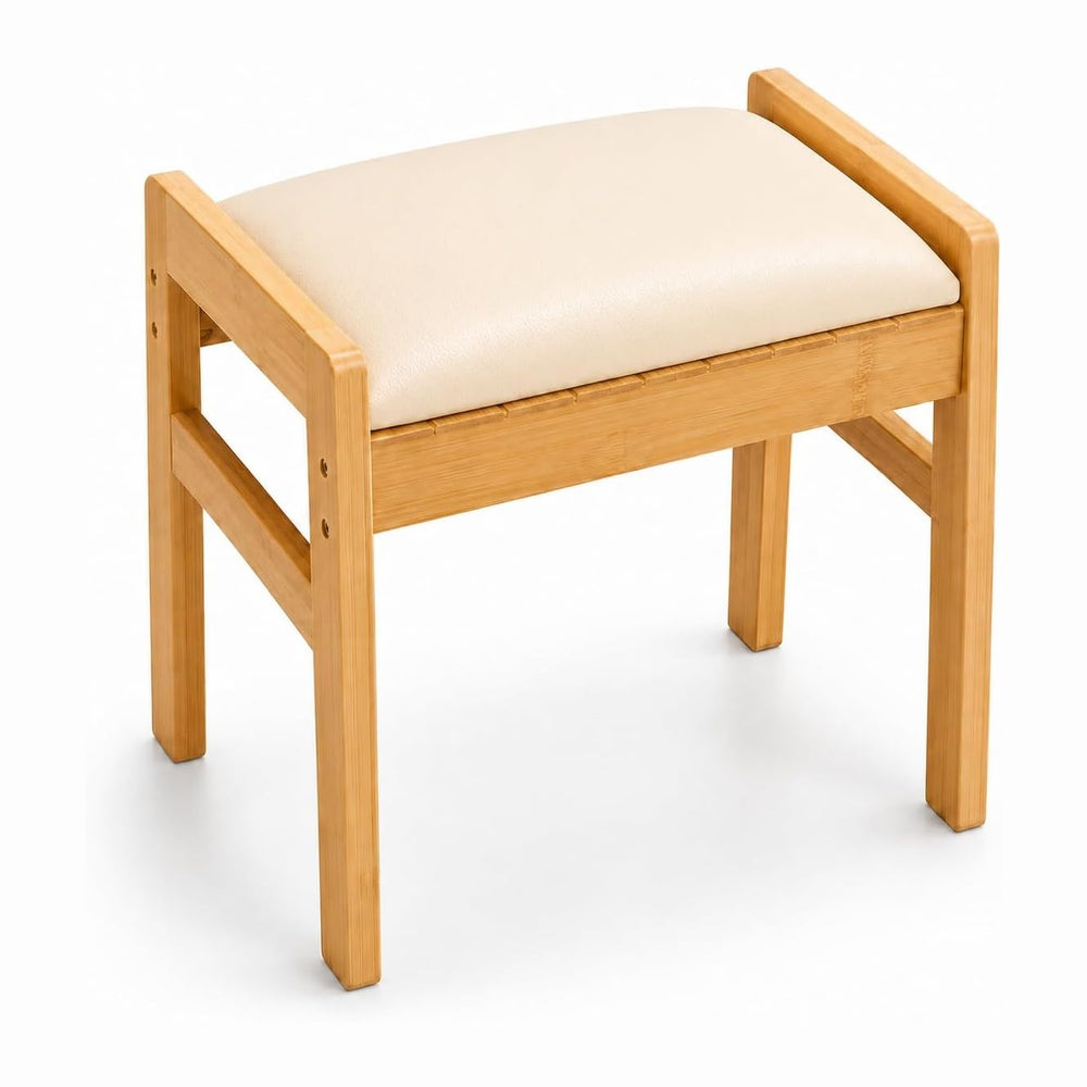 BAMBOOHOMIE Foot Stool Ottoman, Modern Vanity Stool Chair for Makeup with Rem...