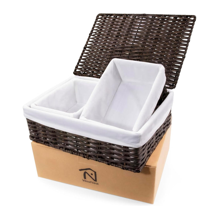 Baskets for Organizing, Undershelf Wicker Storage, Hand Woven Organizer for