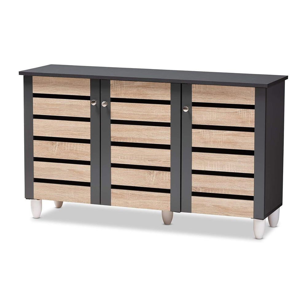 Baxton Studio Shoe Cabinets, One Size, Oak/Dark Gray