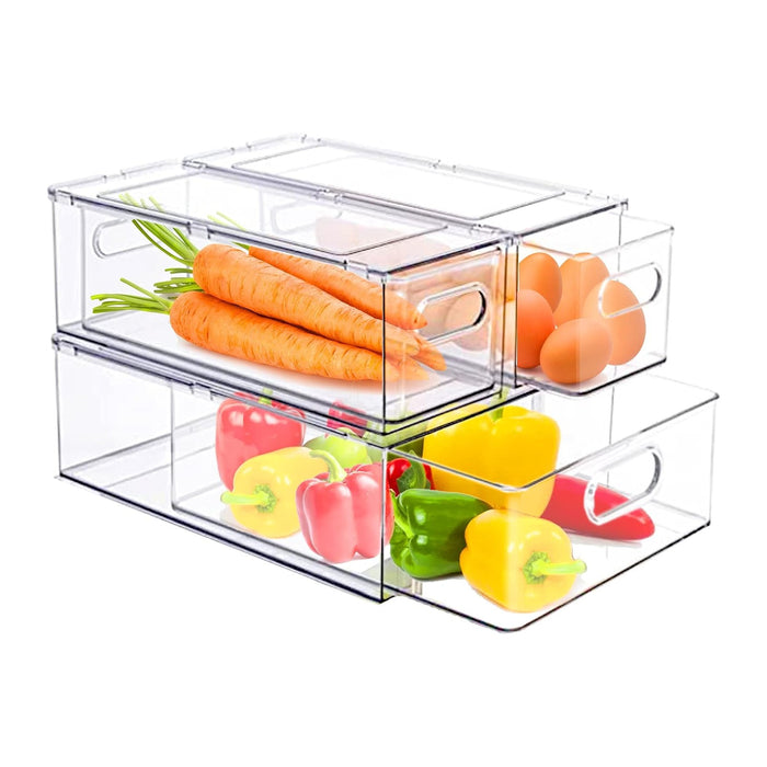 bealy 3 Pack Fridge Organizer and Storage, Fridge Drawers Clear Stackable