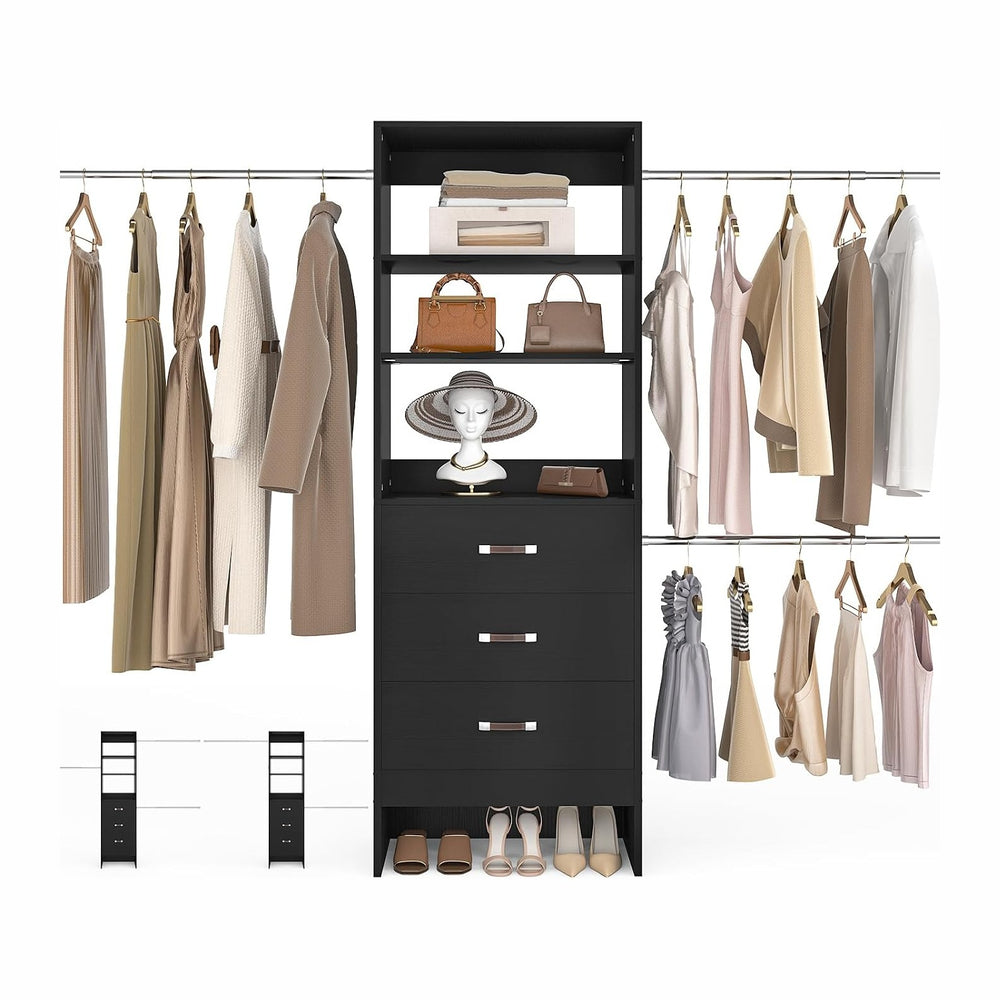 Besiost 96'' Closet Organizer System with 3 Hanging Rods, 8FT Closet ...