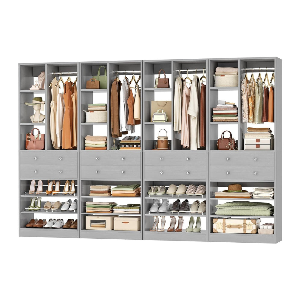 Besiost Closet System, 112"/9.3 FT Closet Organizer System with 8 Drawer...