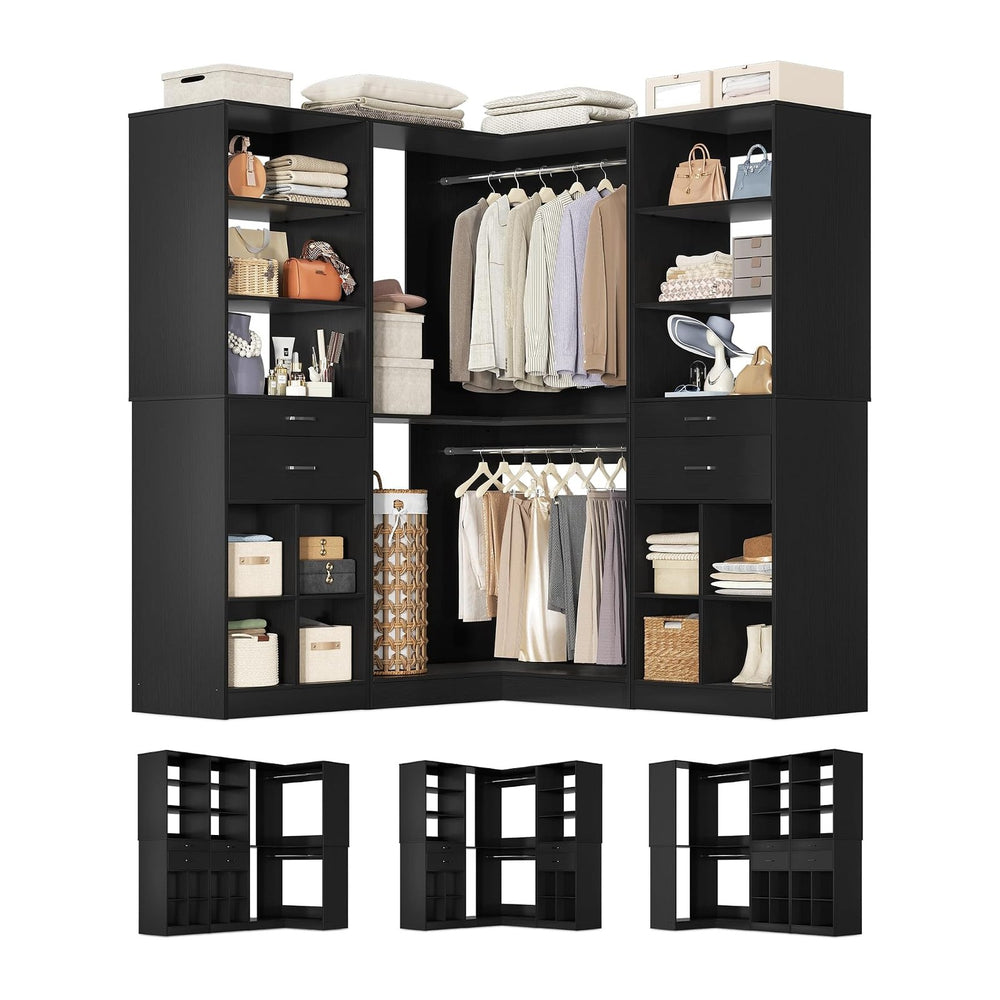 Besiost Closet System with 4 Drawers, 53.5"*53.5"/ 31.5"*75.5&...