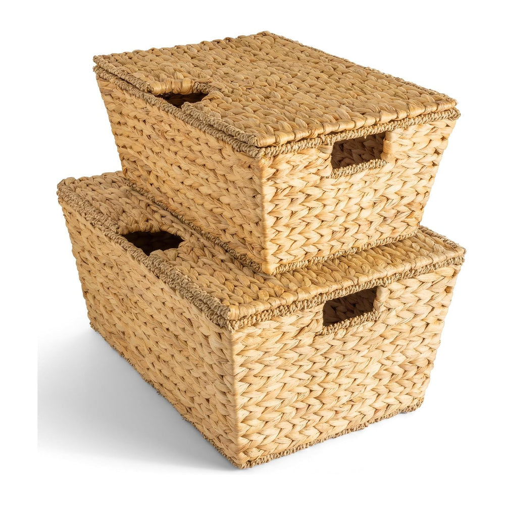 Best Choice Products Set of 2 X-Large & Medium Woven Storage Baskets W/Li...