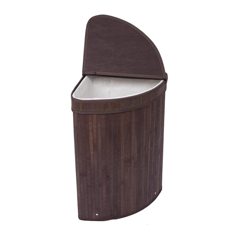 BirdRock Home Corner Laundry Hamper with Lid and Cloth Liner | Bamboo | Espre...