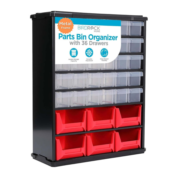 BIRDROCK HOME Craft Organizer Bin with 36 Drawers | Heavy-Duty Metal Hardware Storage Organization | Great for Nails, Nuts, Bolts, Legos | Mini & Large Drawer