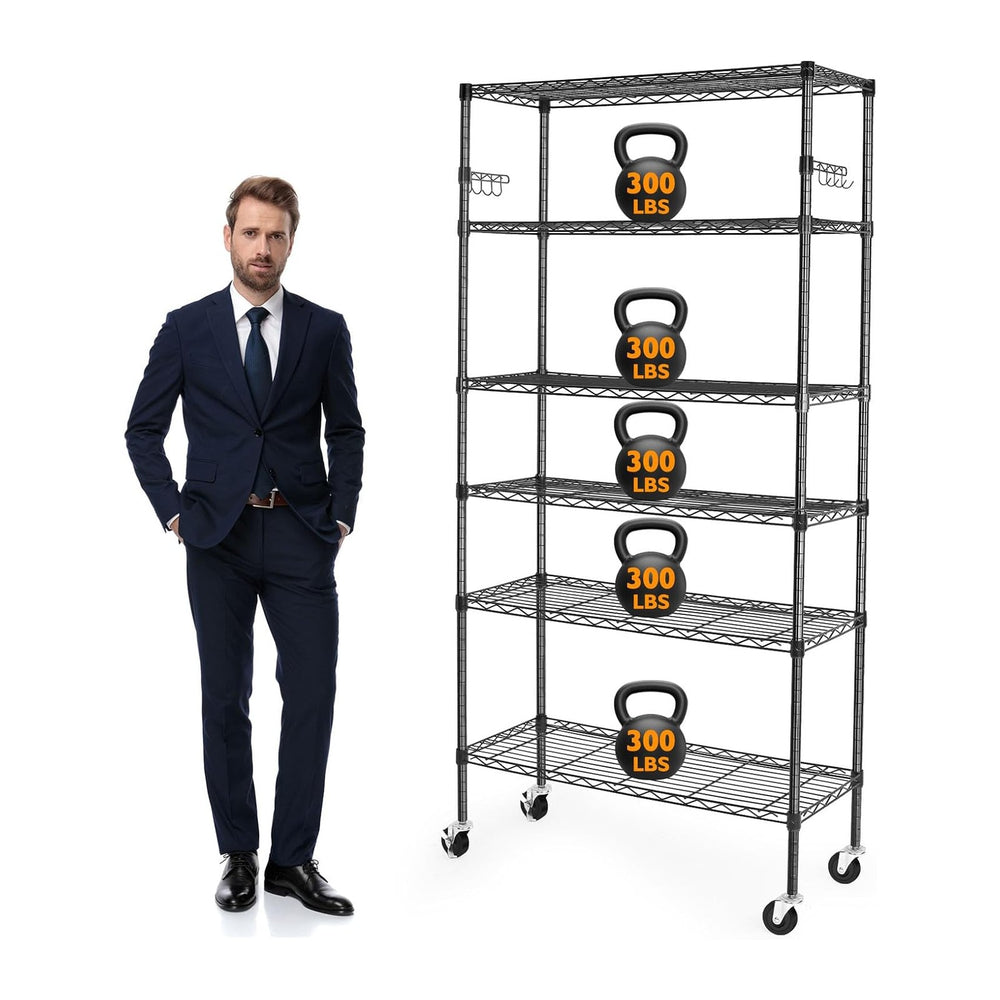 BolDuck 6 Tier Storage Shelves with Wheels, 2100lbs Capacity Heavy Duty Shelv...
