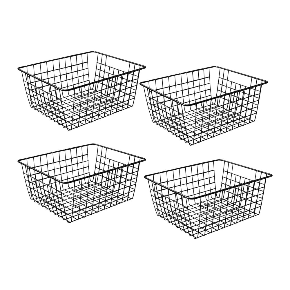 Brightalk 14" Upright Freezer Storage Baskets, Black Wire Storage Bins L...