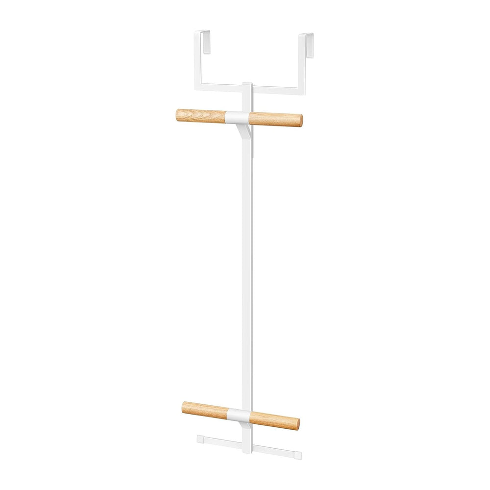 Briwooody 1 Pc Over Door Backpack Hanger, 2 Tier Metal Wood Hooks,White
