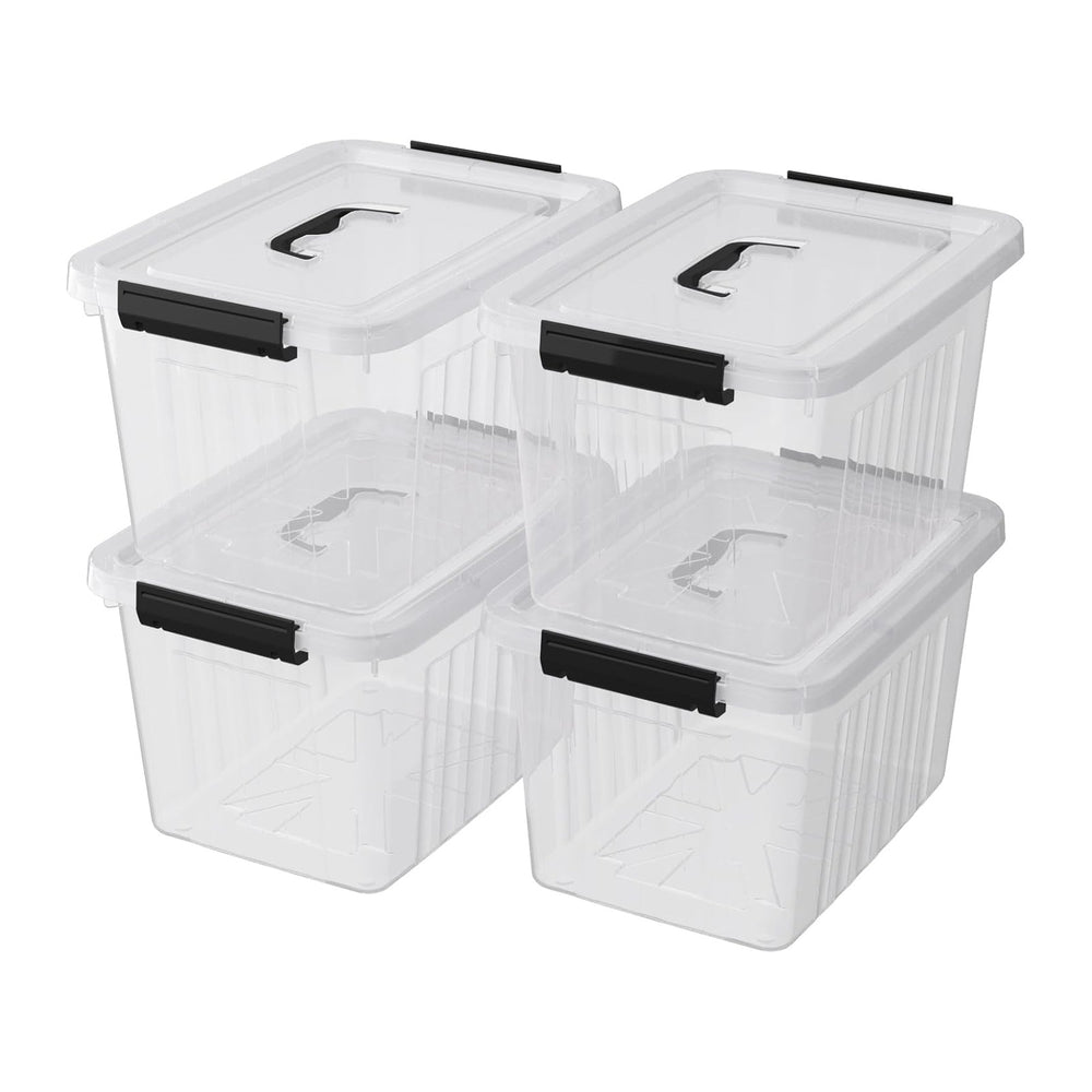 Cand 20 Quart Clear Latching Tote, 4 Packs Plastic Storage Boxes