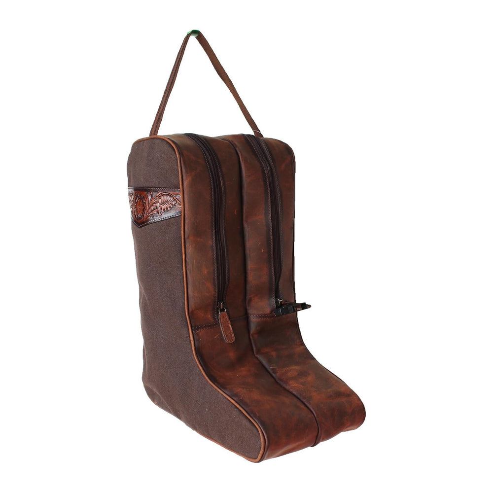 CHALLENGER Western Waxed Canvas Leather Travel Carry Storage Boot Bag Waterpr...