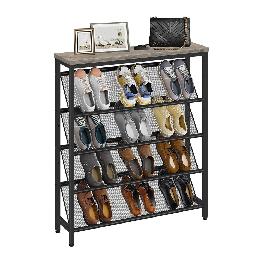CHOEZON Shoe Rack, 5-Tier Slanted Shoe Storage Shelf, Narrow Shoe Rack for En...