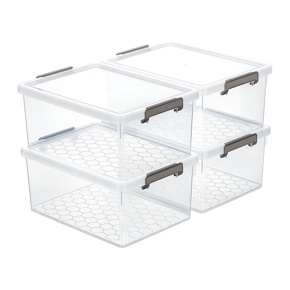 Citylife 33 Qt Ultra-Thick Plastic Clear Storage Bins with Lids, 4-Pack