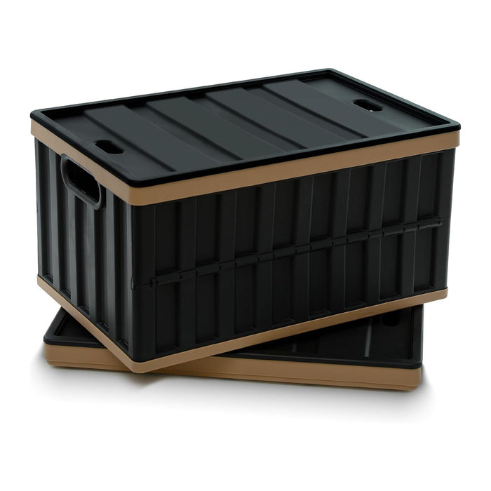 Citylife 64L Collapsible Storage Bins with Lids Plastic Storage Containers for Organizing Stackable Storage Box Large Heavy Duty Utility Crates, 2 Packs