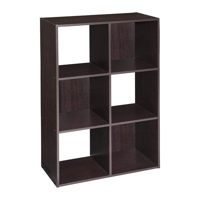 ClosetMaid Cubeicals 6 Cube Storage Shelf Organizer Bookshelf, Stackable, Vertical or Horizontal, Easy Assembly, Wood, Chocolate Finish