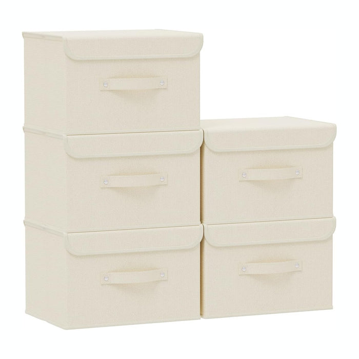 Cloth Storage Baskets with Handles,Beige 10.2x7.9x6.7in,5 Pack