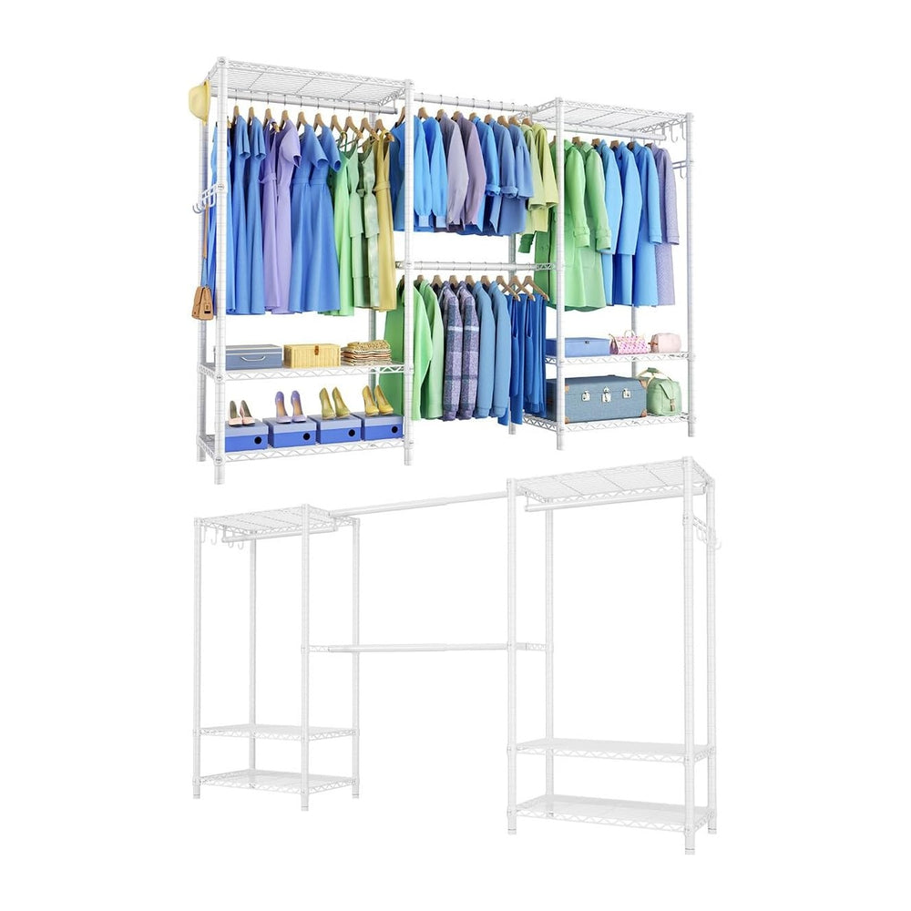 Clothing Rack for Hanging Clothes: Heavy Duty Clothes Rack, 71.5-91" W E...