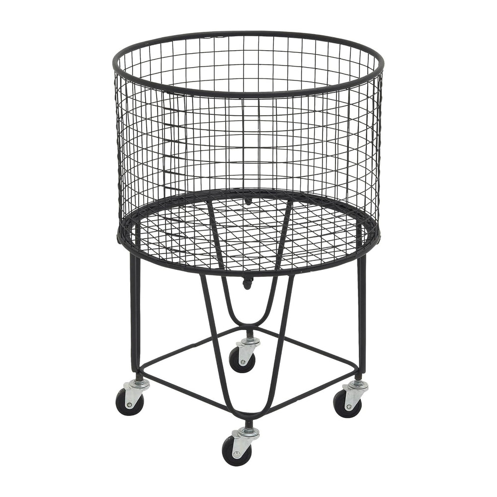 CosmoLiving by Cosmopolitan Metal Storage Cart Deep Set Rolling Mesh Laundry ...