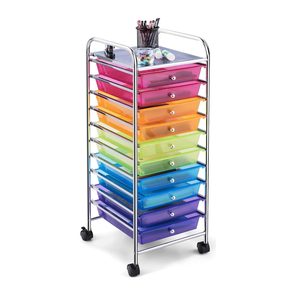 COSTWAY 10-Drawer Rolling Storage Cart, Utility Mobile Trolley