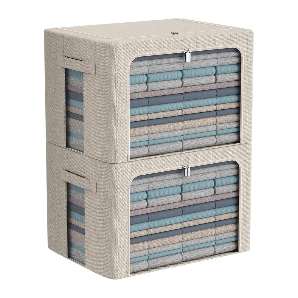CYhom Extra Large Clothes Storage Bins - Linen Fabric Foldable Stackable Cont...