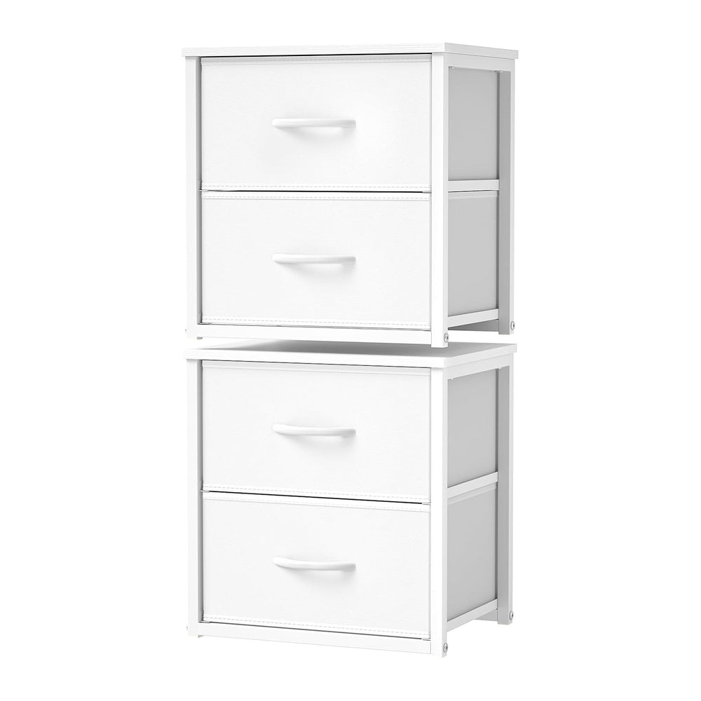 DAOUTIME 2-Pack Stackable Storage Drawers (4 Drawers Total), White Closet Org...