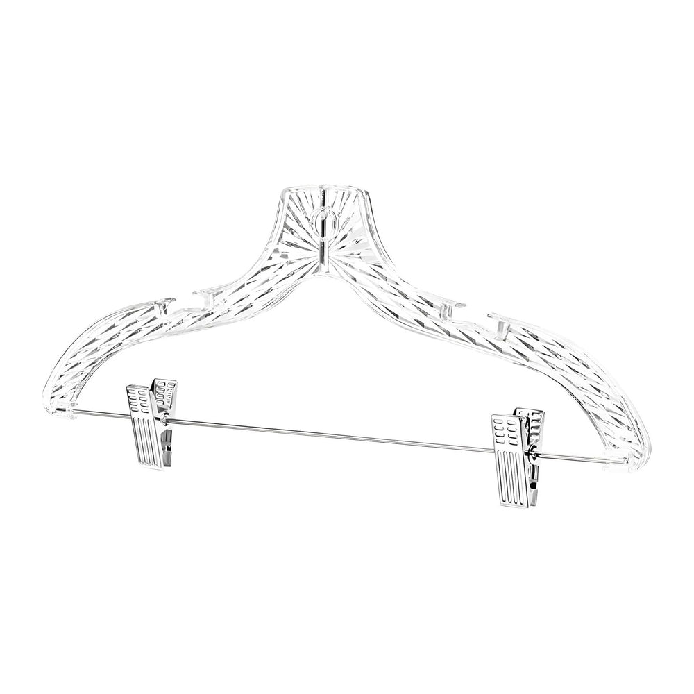 DEILSY™ Clothes Hangers with Clips 25 Pack Crystal Clear Plastic Hangers