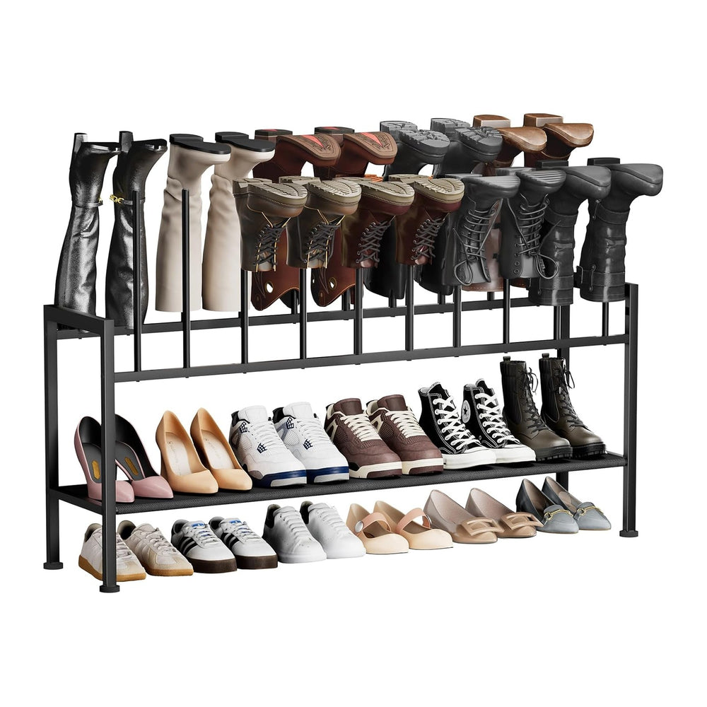 DIMJ Boot Rack 3-Tier - Black Metal Boot Storage Rack for Tall Boots Organize...
