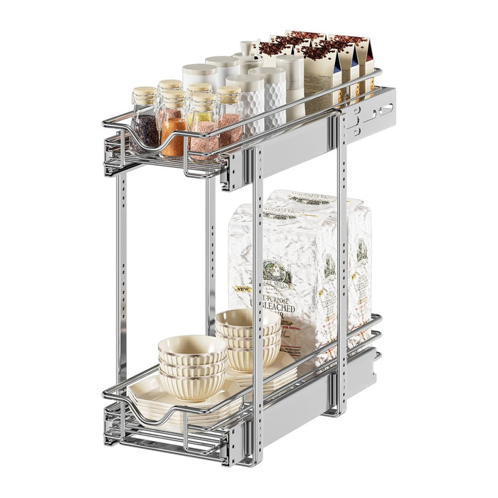 DINDON Pull Out Cabinet Organizer, Cabinet Pull Out Shelves, 2 Tier Pull Out