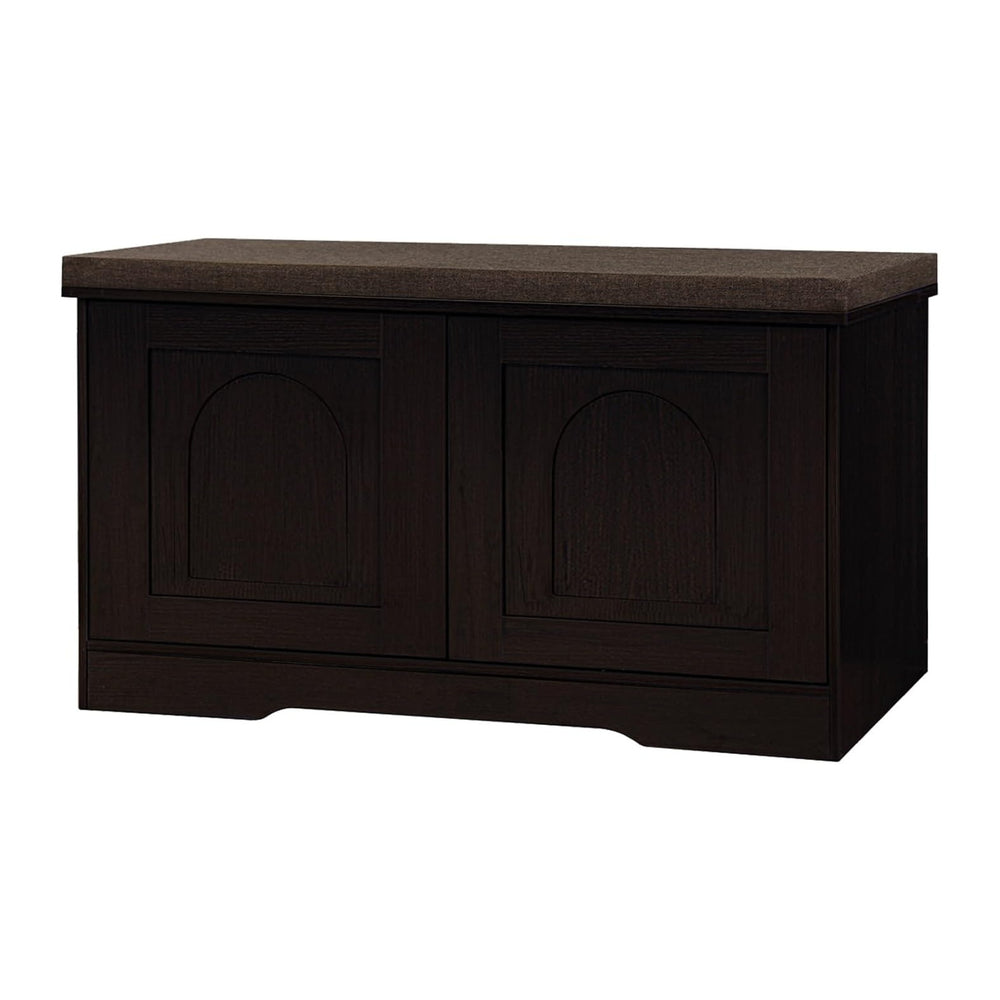 DINZI LVJ Shoe Storage Bench with Cushion, Door, Espresso 31.5" LX17.7 H