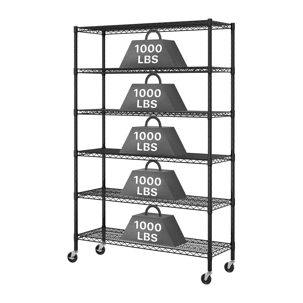Dkeli 6-Tier Heavy Duty Commercial Shelving Unit - 6000lb Capacity Steel Wire...