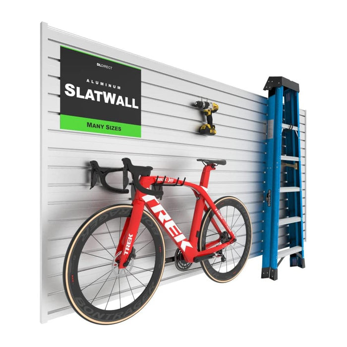 DLDIRECT Slatwall Panel Garage Wall Organizer Heavy Duty Mounted Aluminum Slat Rack, Interlocking Paneling for Storage, Board, Shelves System -Silver (4’H x 4’W)