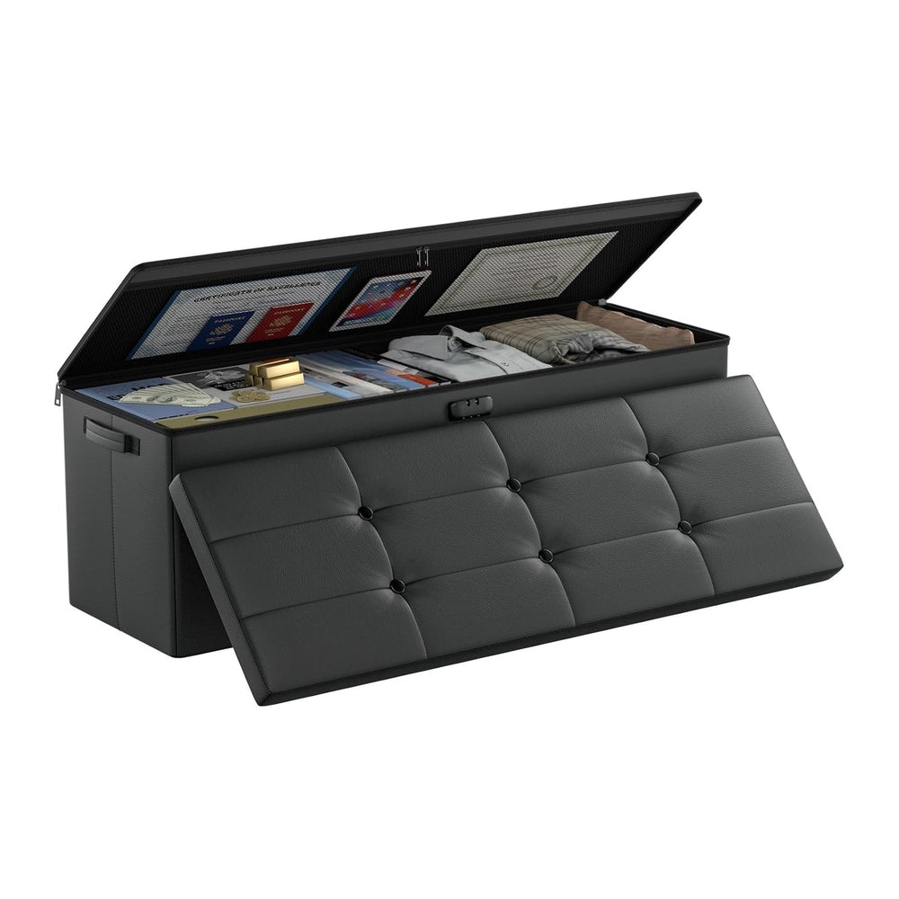 DocSafe Storage Ottoman Bench,Fireproof＆Waterproof Folding Bench with Lock(15...