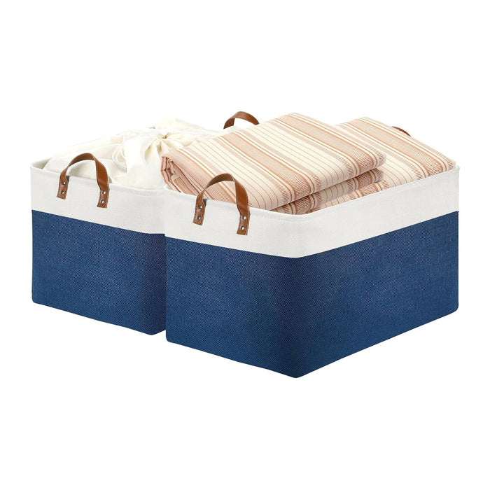 DULLEMELO 2-Pack Extra Large Blanket Basket Fabric Storage Baskets